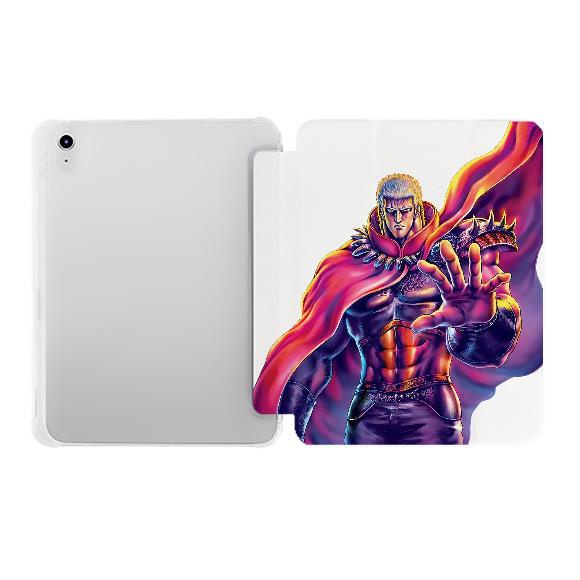 （画像用） 北斗の拳 Fist of the North Star IPad ケース ペン収納付き 三つ折りスタンド PUレザー×シリコン 対応機種9.5/10.5/10.9インチ